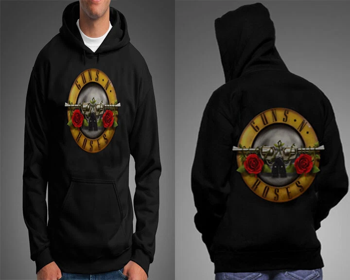 Guns And Roses Back And Front Print Hard Rock Mens Hoodie
