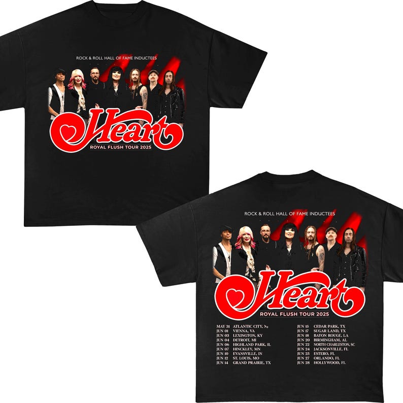 Heart Band Vintage Rock Graphic 70S Retro Rock And Roll Tour 2025 Shirt