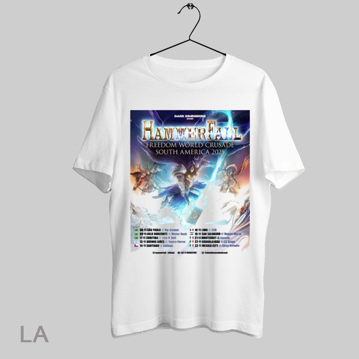 Hammerfall Freedom World Crusade South America Tour 2025 Shirt