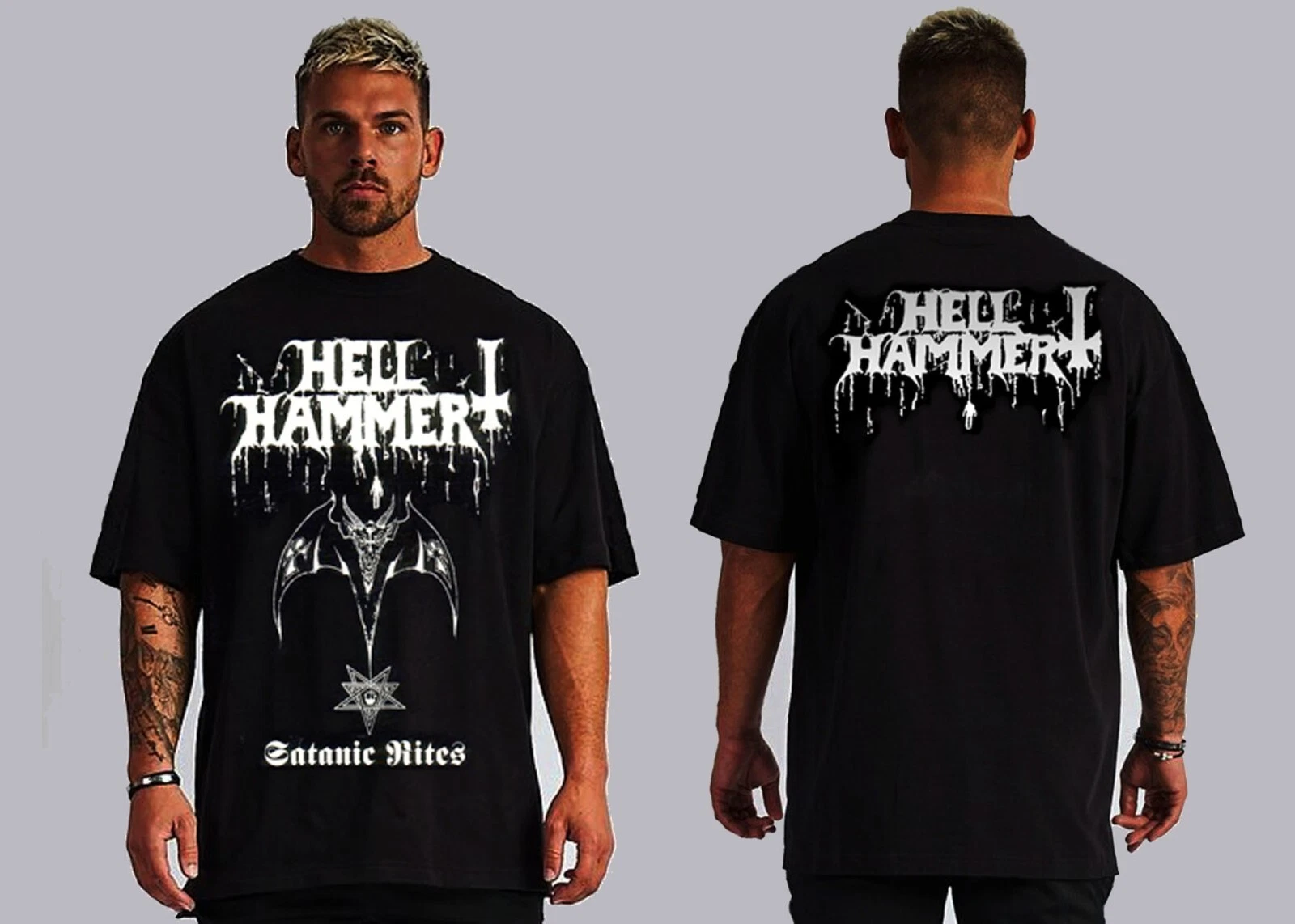 Hellhammer Black Metal Short Sleeve Front And Back PrinShirt