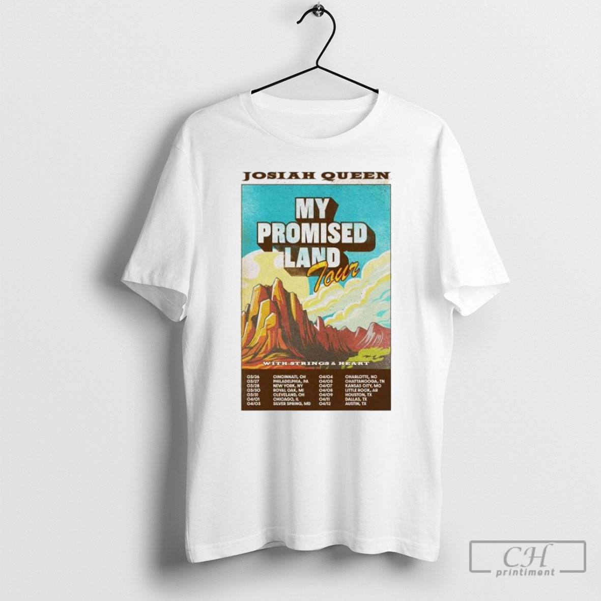 Josiah Queen 2025 My Promised Land Tour With Strings And Heart Mountain Shirt