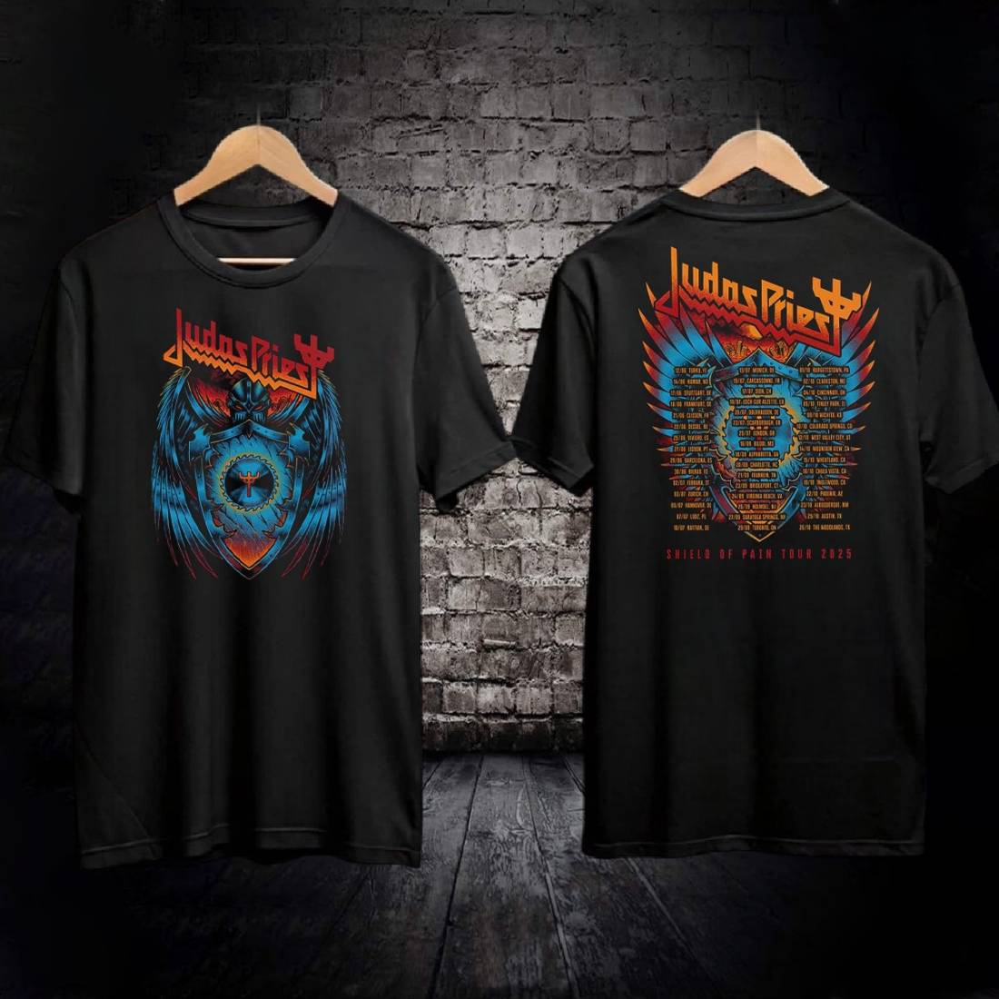 Judas Priest Shield Of Pain Tour 2025 Shield Wings Shirt
