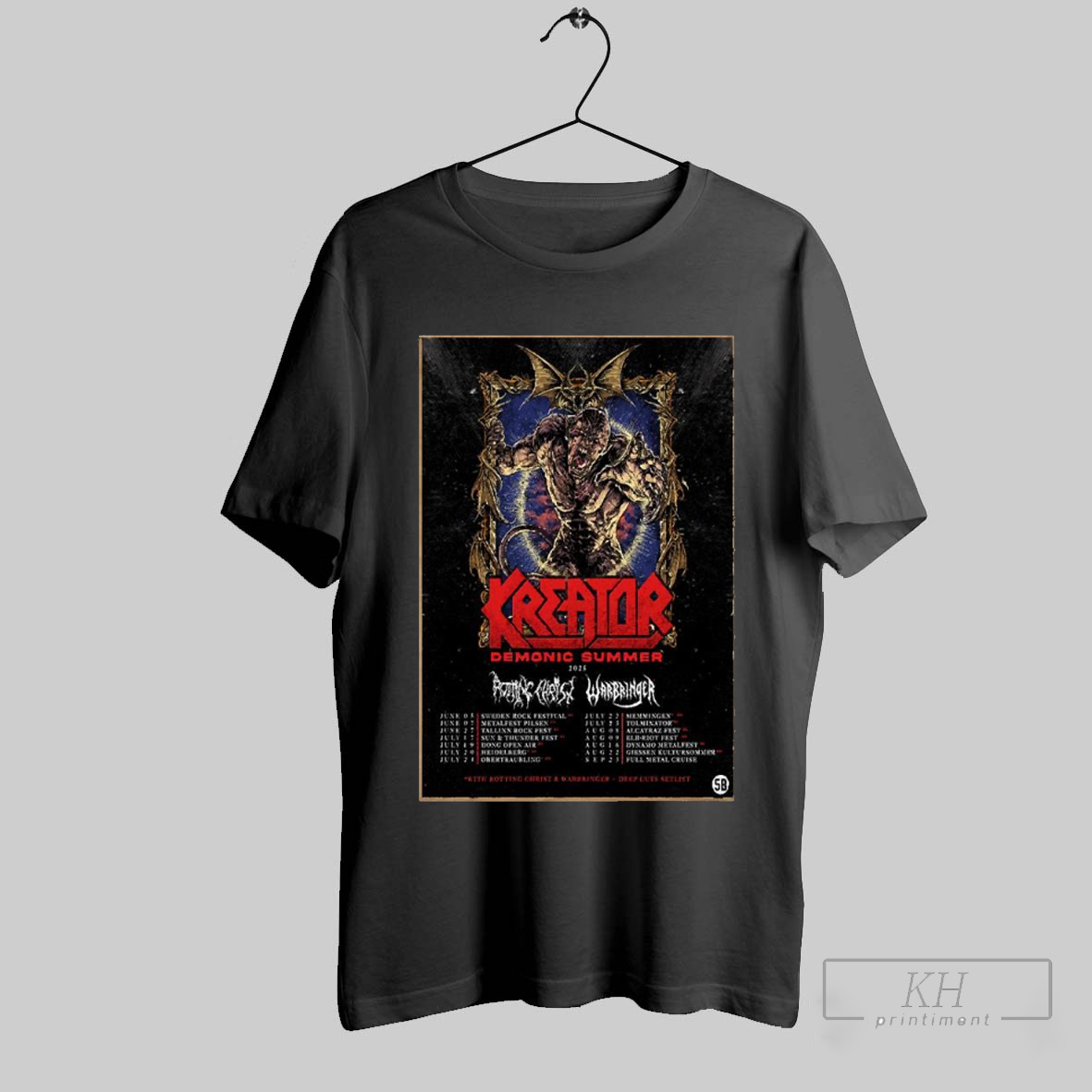 Kreator Demonic Summer 2025 With Rotting Christ And Warbringer Tour 2025 Shirt