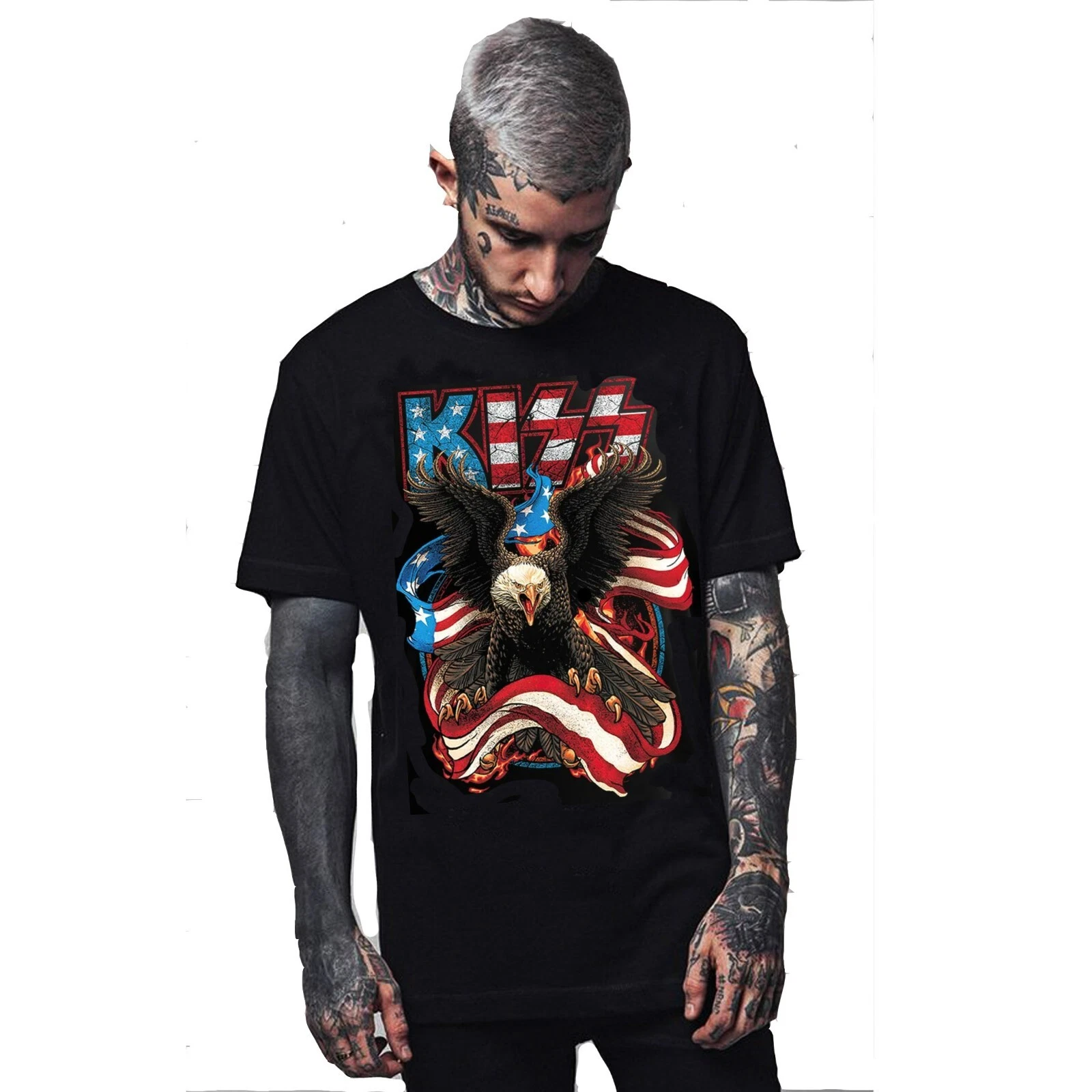 Kiss American Flag The Classic Rock Mens Shirt