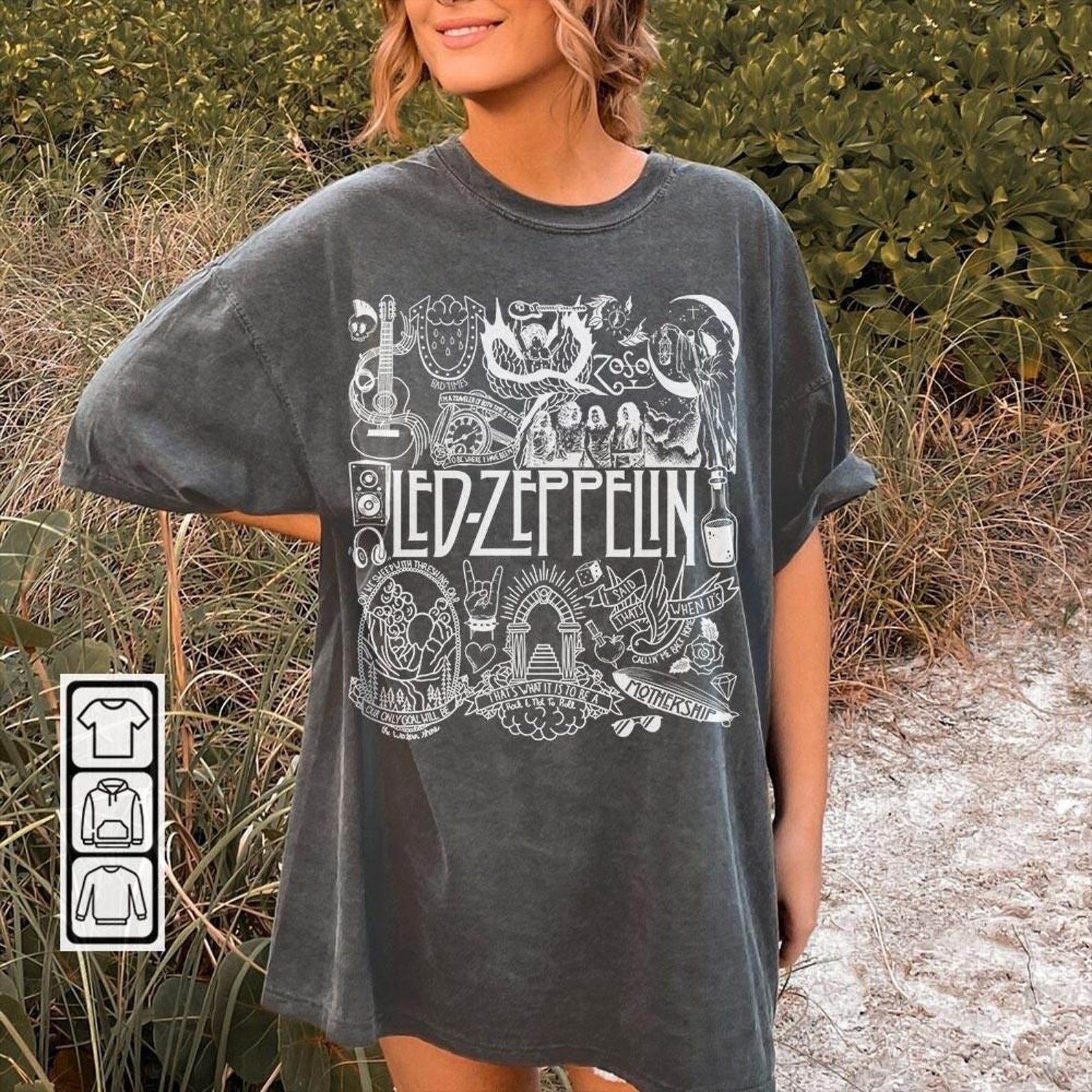Led Zeppelin Music Doodle ArShirt, Retro Led Zeppelin Doodle Merch Tee
