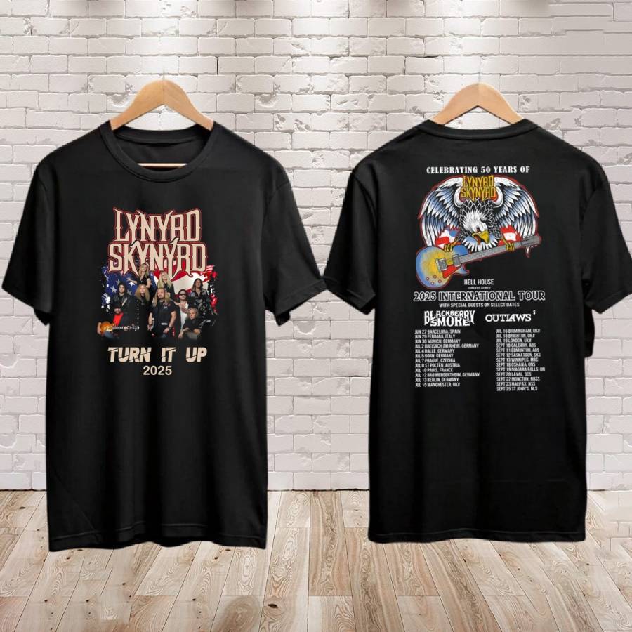 Lynyrd Skynyrd Turn It Up 2025 International Tour Shirt