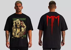 Marlin Manson Front And Back Print Hard Rock Ghotic Alternative Black Shirt