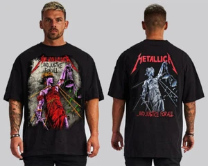 Metallica Justice For All Front And Back Print Hard Rock Black Shirt Mens