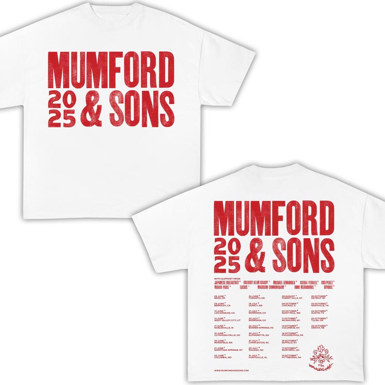 Mumford And Sons 2025 Tour Shirt, Tour Merch Crewneck Shirt