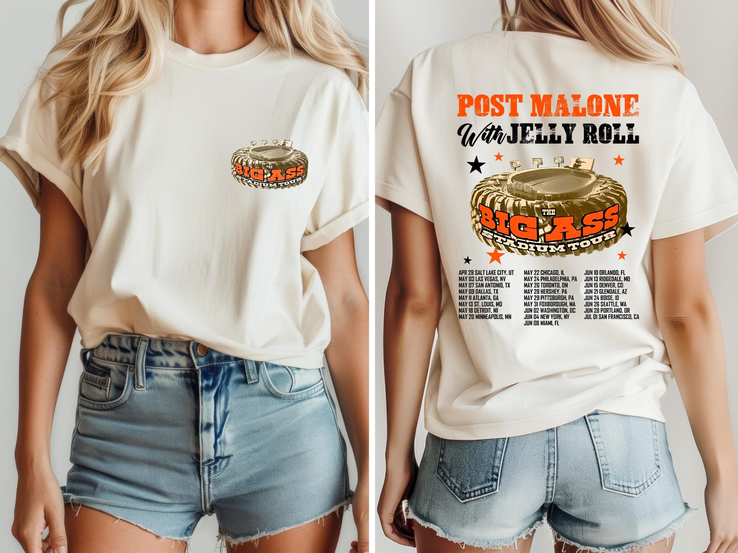 Post Malone Jelly Roll Shirt, Jelly Roll Concert Tshirt