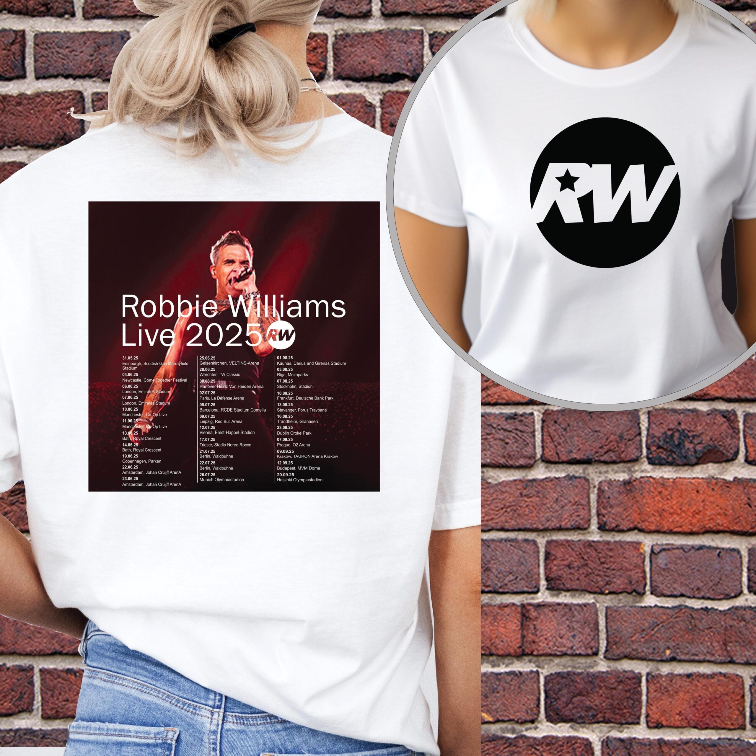 Robbie Williams Live 2025 Concert Live Tshirt