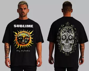 Sublime 40Oz Long Beach Ca Front And Back Print Hard Rock Black Shirt Mens