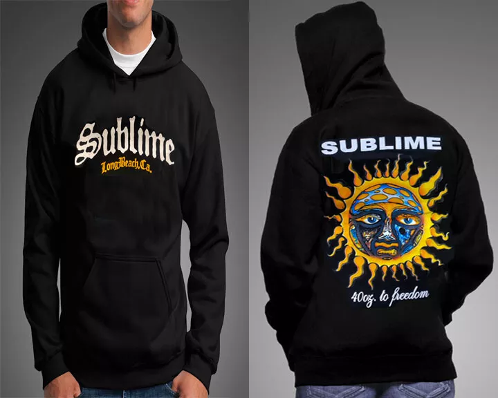 Sublime Long Beach Ca Black Hoodie Front And Back Print