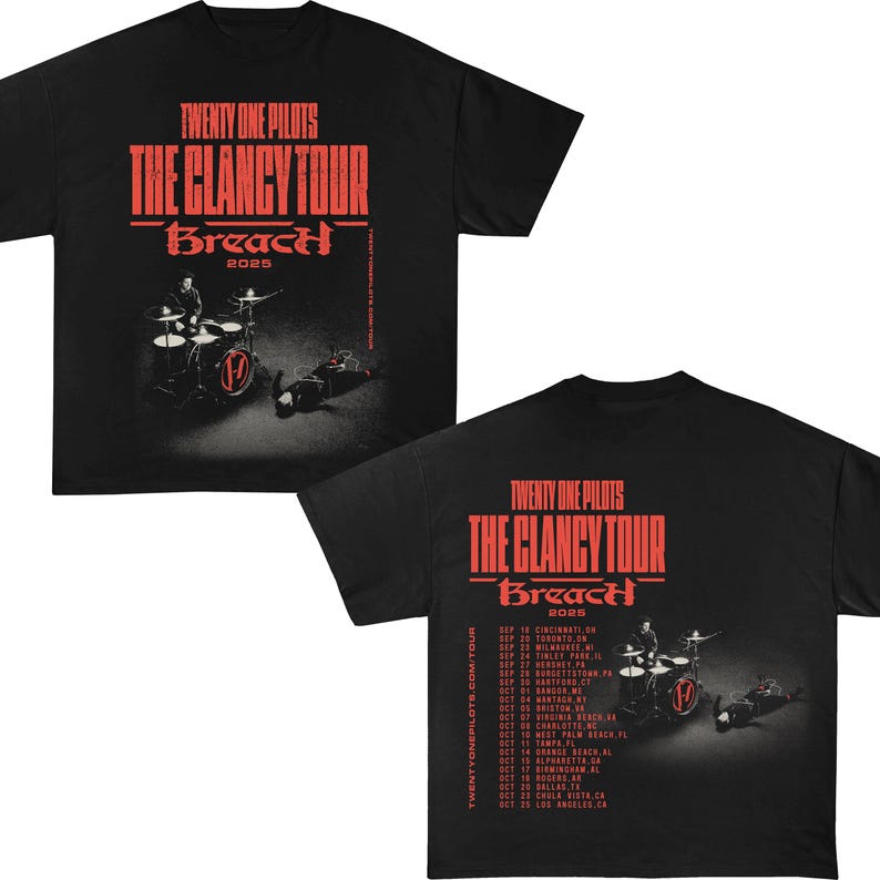 Twenty One Pilots Shirt, Breach Tour 2025 Unisex Graphic Shirt