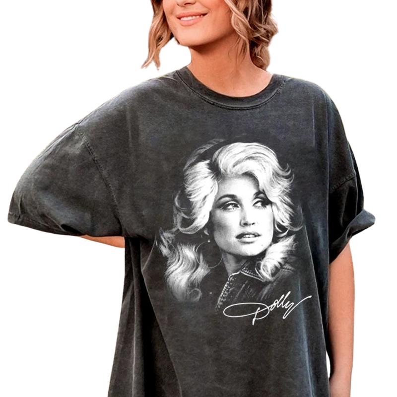 Vintage Dolly Parton Shirt, Retro Music Fan Tee, Graphic Music Tshirt Casual Round Neck