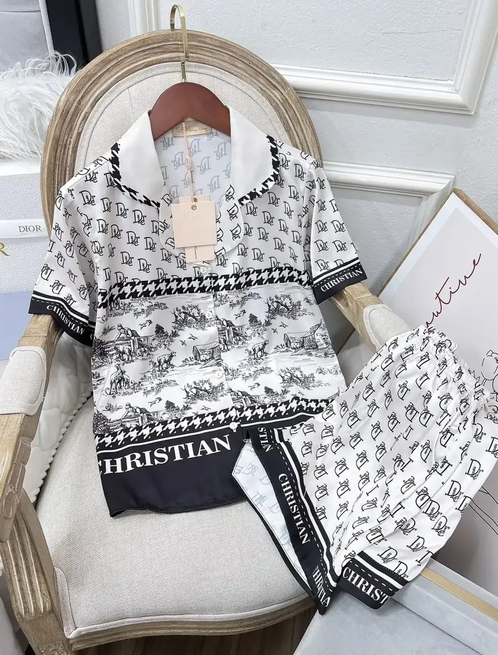 Chanel Bright & Stylish Satin Pajama Set  Perfect for Summer Nights