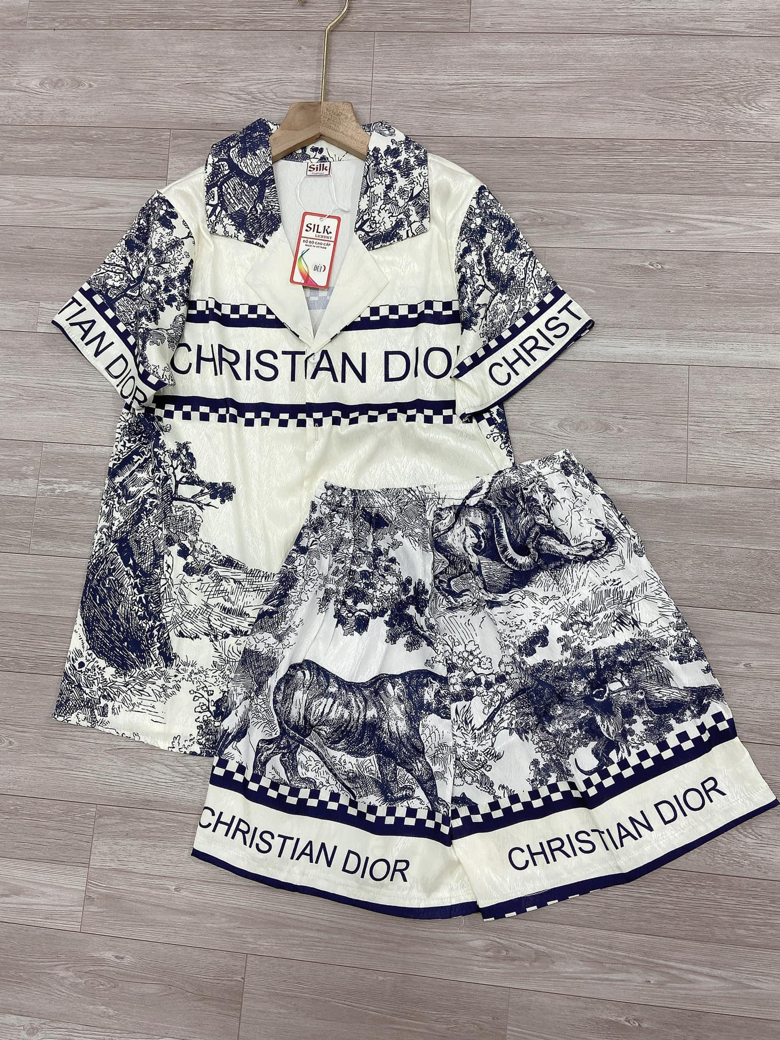 Dior Elegant Satin Short Pajama Set  Stylish Pajama Set For Women