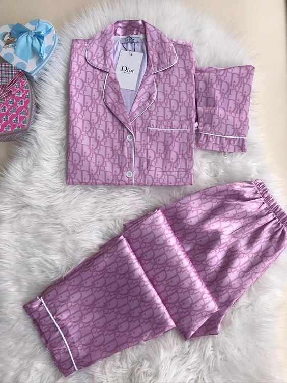 Dior Feminine Satin Long Sleeve Pajama Set  Light, Smooth & Gorgeous