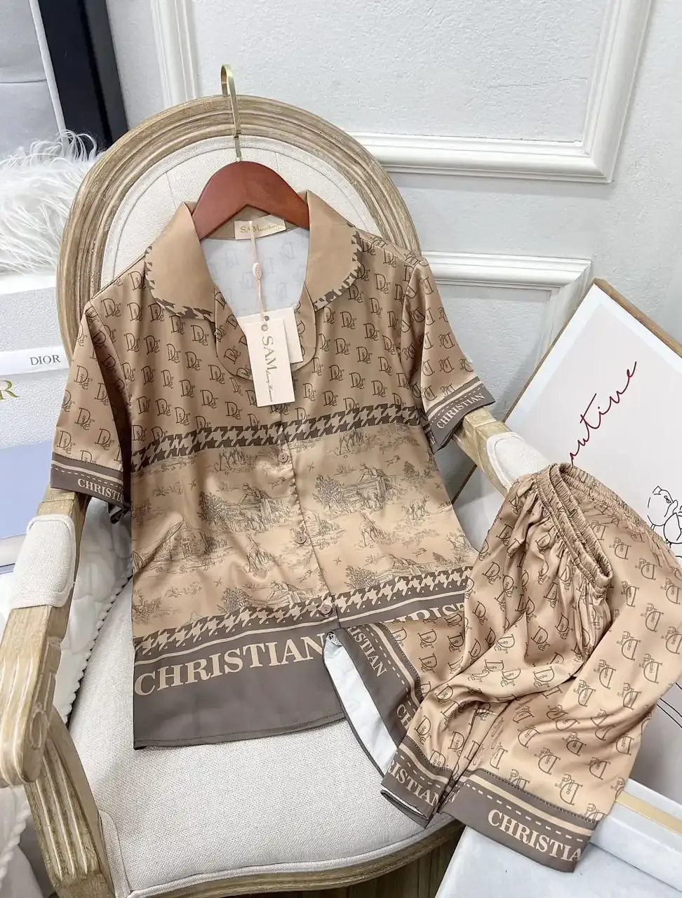 Dior Satin Short Pajama Set  Elegant & Suitable For All Ages