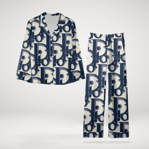 Dior Womens Luxury Satin Long Sleeve Pajama Set  Soft & Stylish