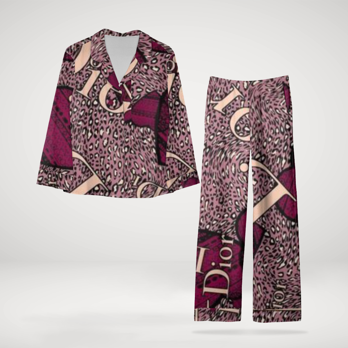 Dior Stylish Satin Long Sleeve Pajama Set  Perfect For Warm Nights