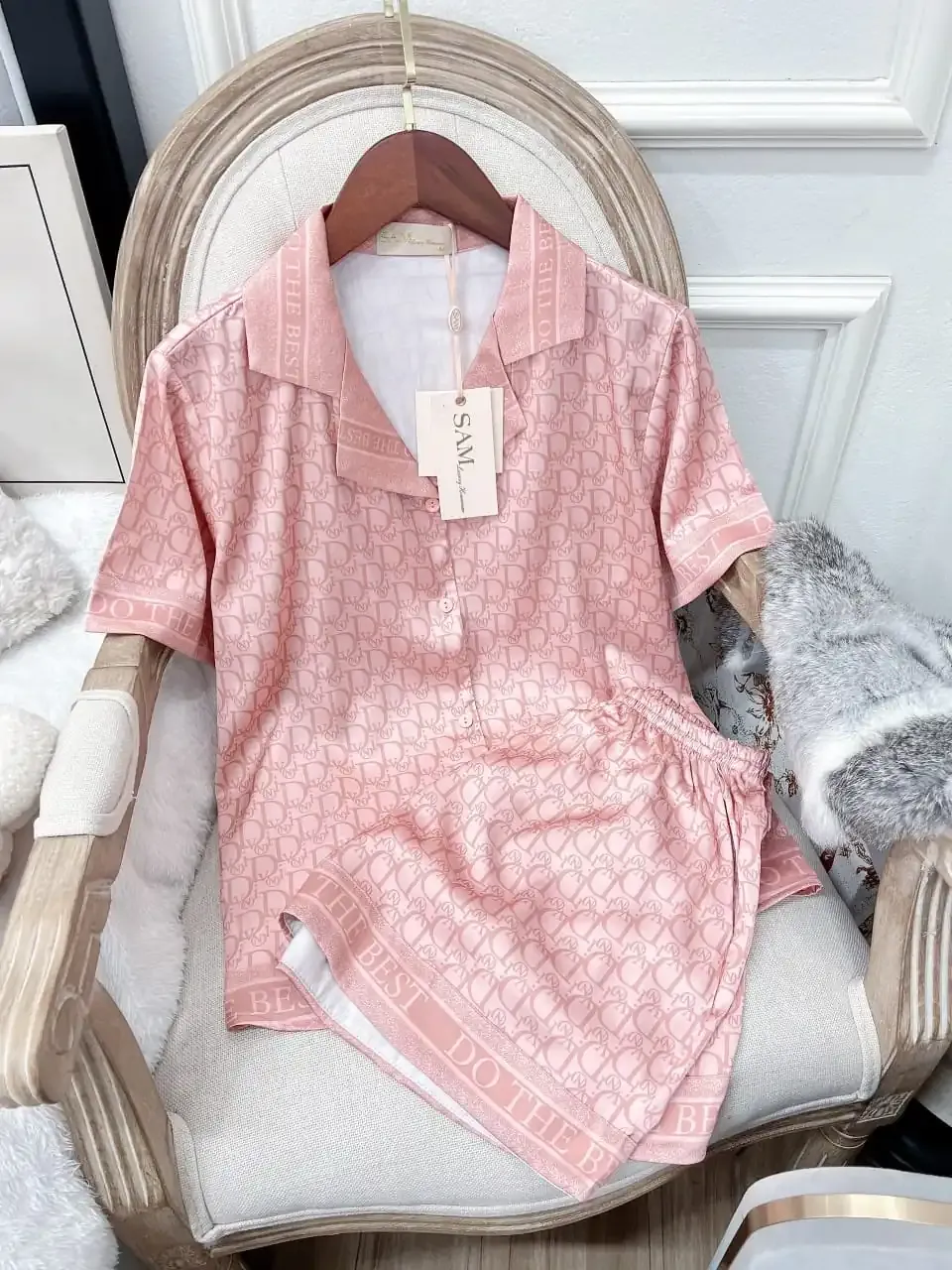 Dior Womens Satin Short Pajama Set  Glamorous & Elegant