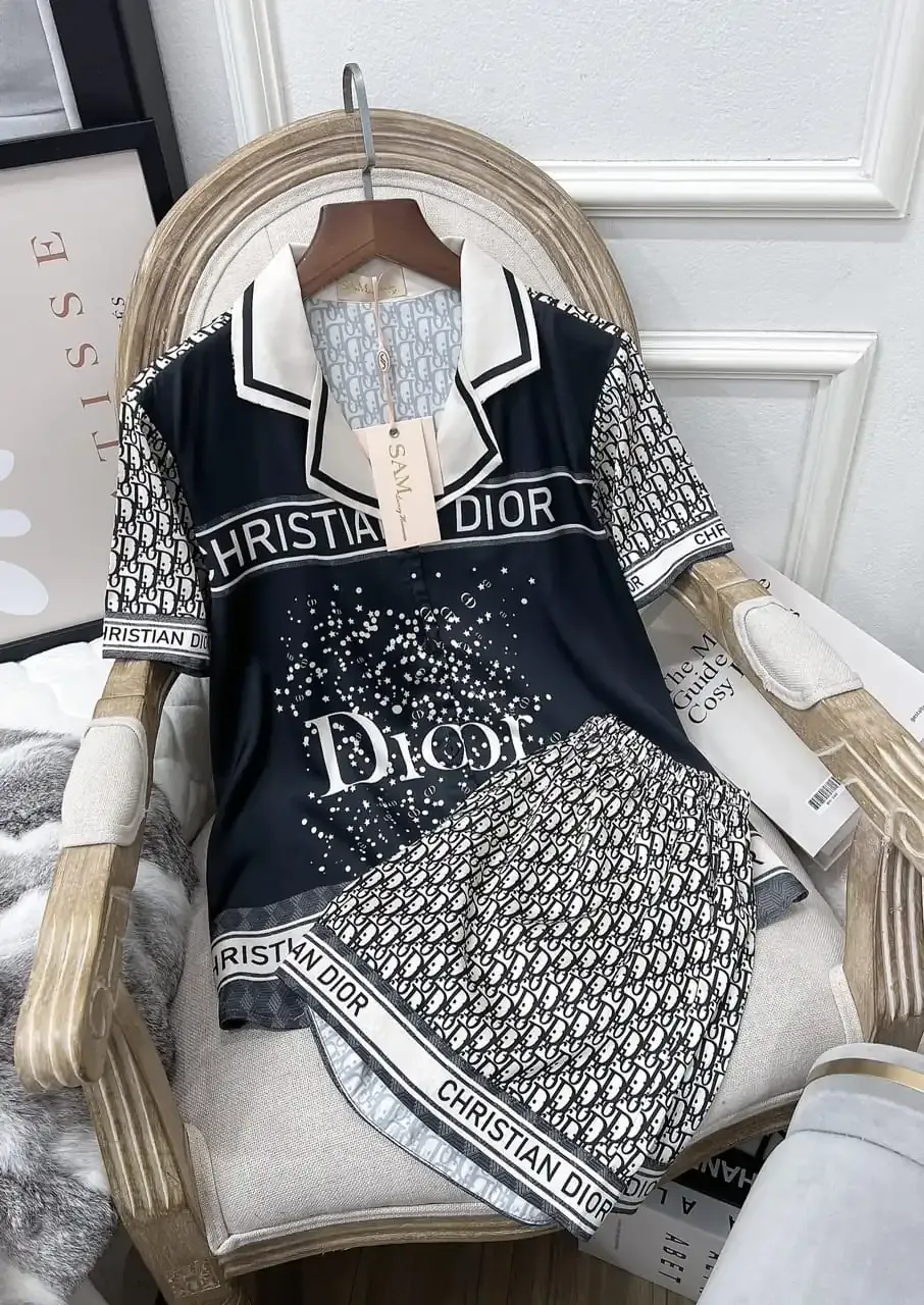Dior Womens Satin Short Pajama Set  Perfect For Night & Lounge