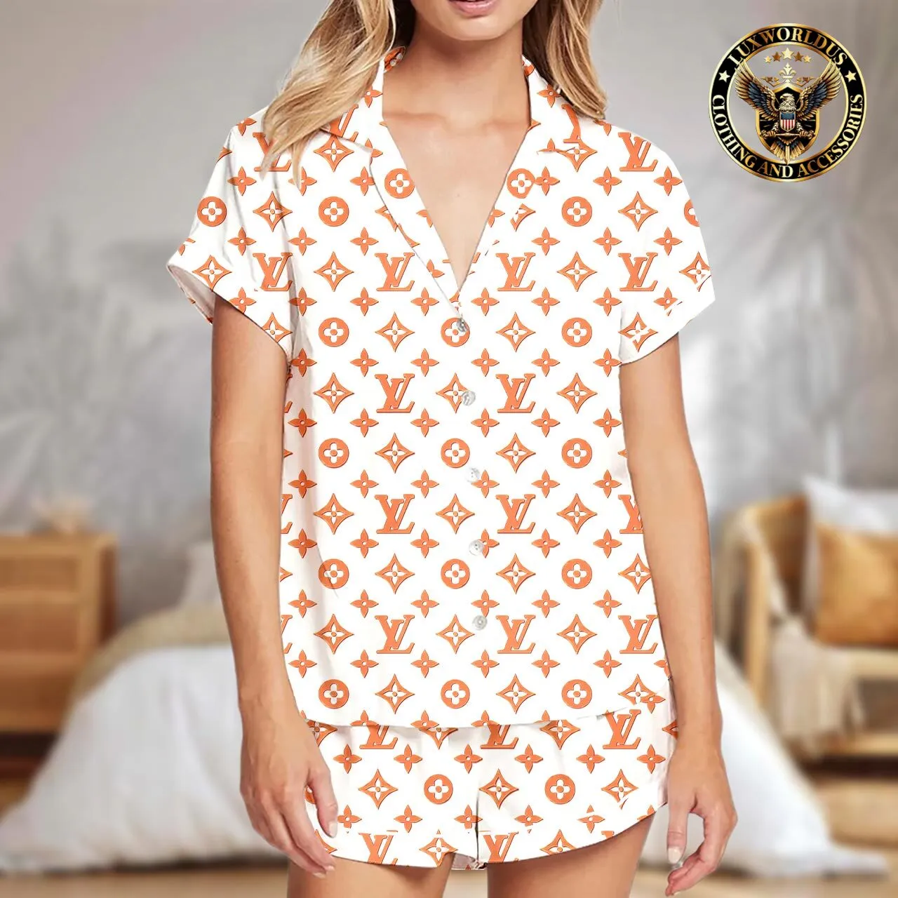 Easy-Care & Washable Satin Pajama Set  Louis Vuitton Nightwear