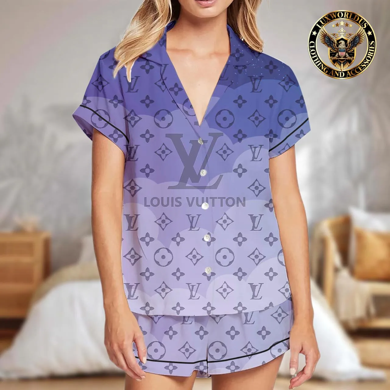 Fashionable & Elegant Short Pajama Set  Louis Vuitton Style