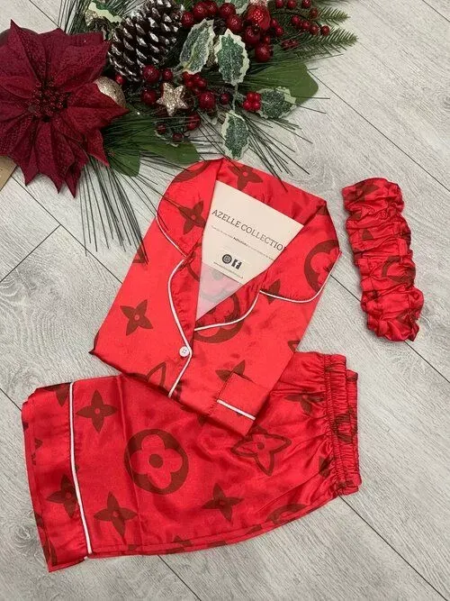 Fashion-Forward Satin Pajama Set  Louis Vuitton & Dior Pajama Set Collection