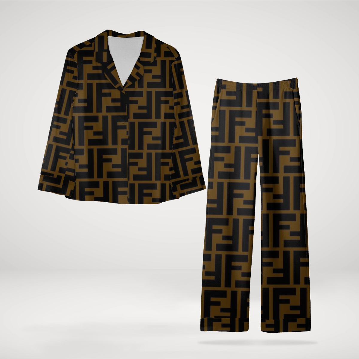 Fendi Womens Satin Short Pajama Set  Premium & Luxurious Nightwear