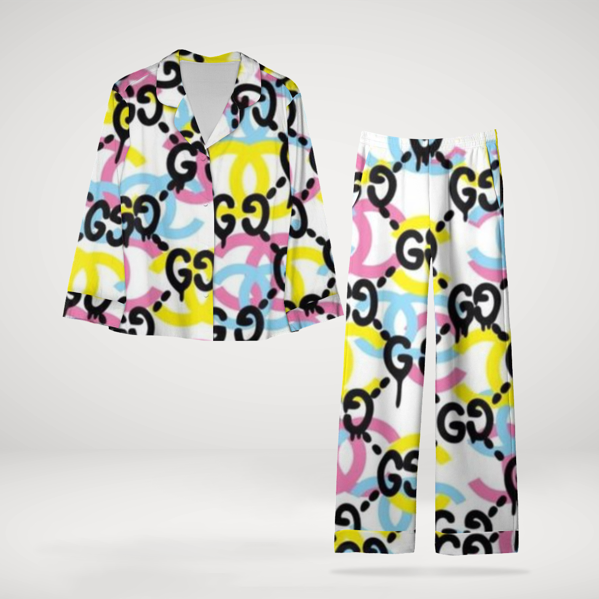 Gucci Classy & Stylish Satin Long Sleeve Pajama Set  Perfect For Gifts