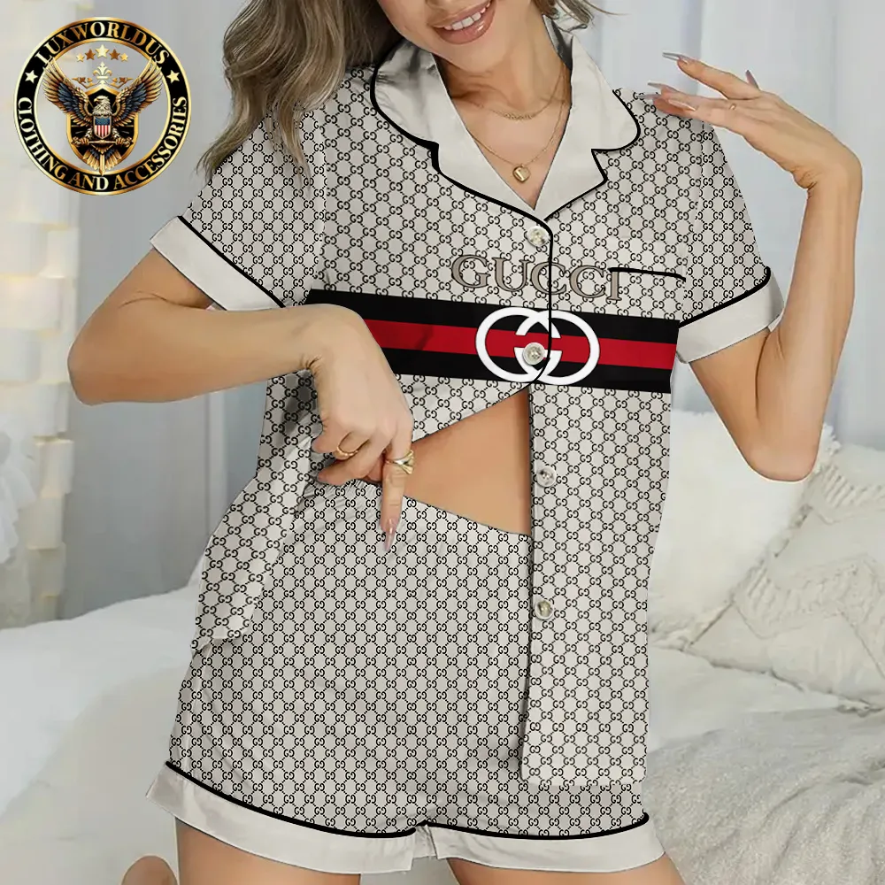 Gucci High-Quality Satin Pajama Set  Soft, Sleek & Easy To Wash