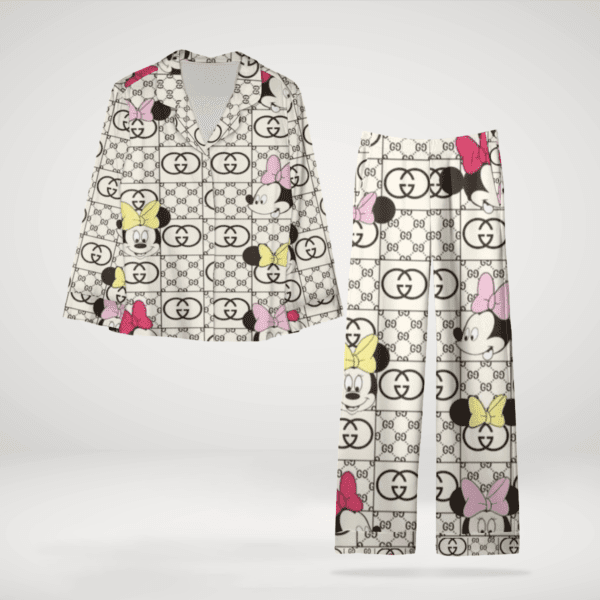 Gucci Glamorous Satin Long Sleeve Pajama Set  Soft & Sleek For Night & Day