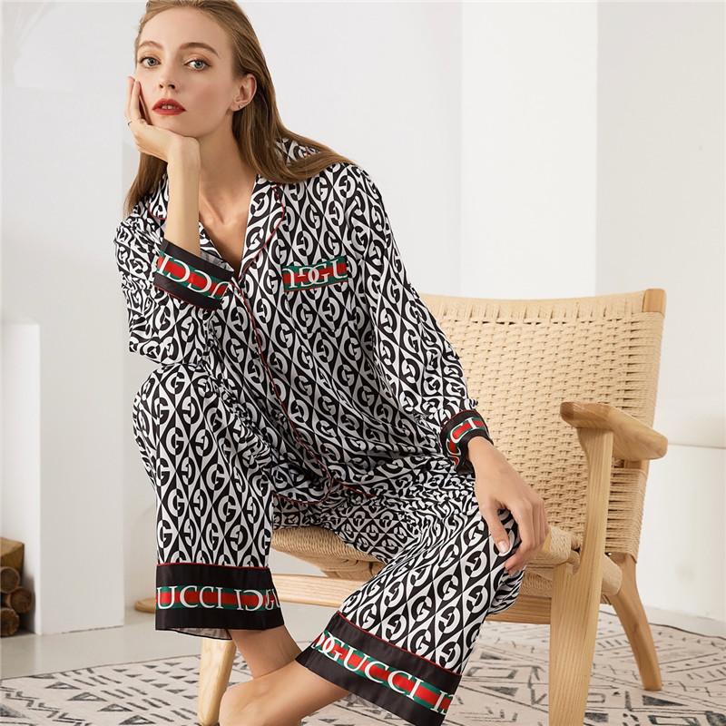 Gucci Fashionable Satin Long Sleeve Pajama Set  Perfect Lounge & Sleepwear