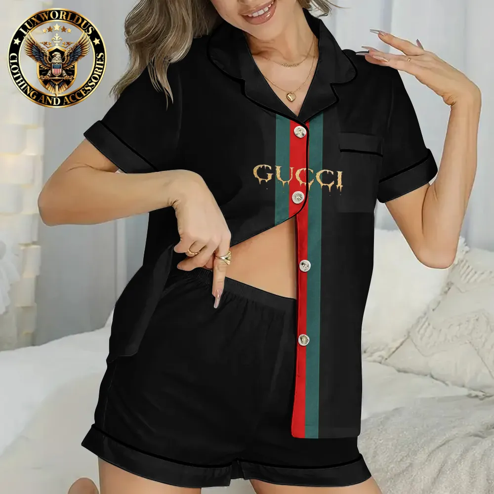 Gucci Satin Short Pajama Set  Trendy & Comfortable Night Set