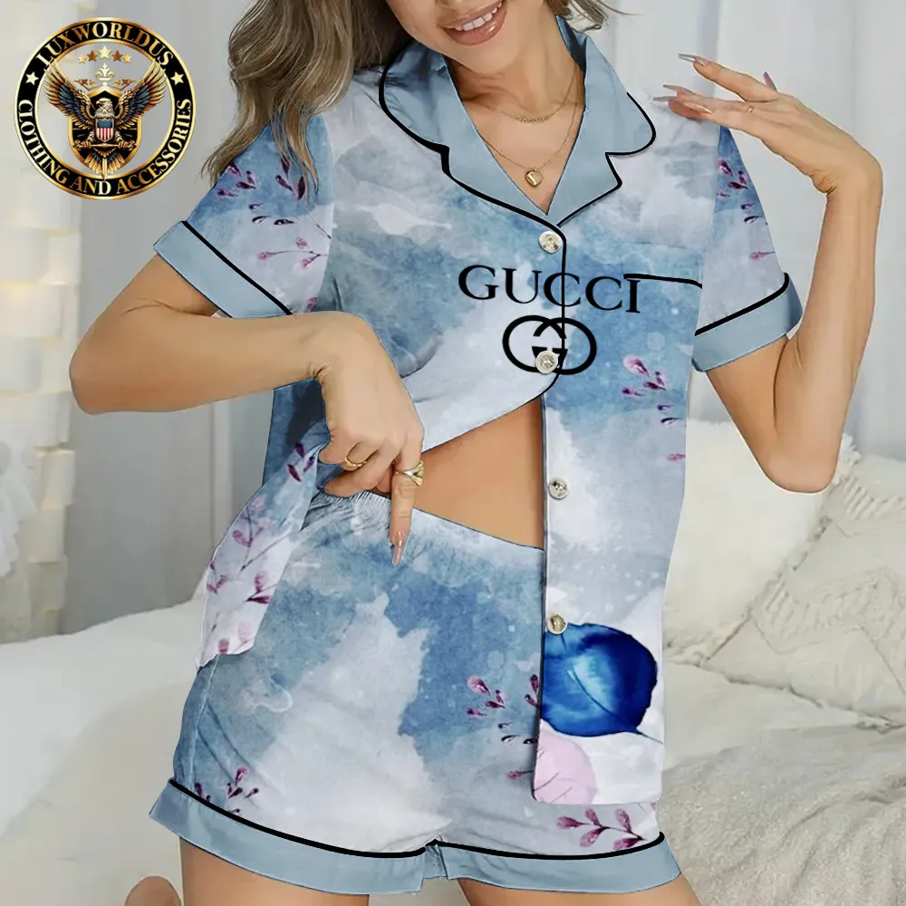 Gucci Satin Short Pajama Set  Beautiful & Elegant Night Set