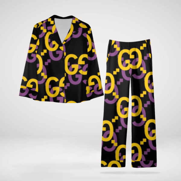 Gucci Womens Satin Long Sleeve Pajama Set  Ideal For Special Occasions