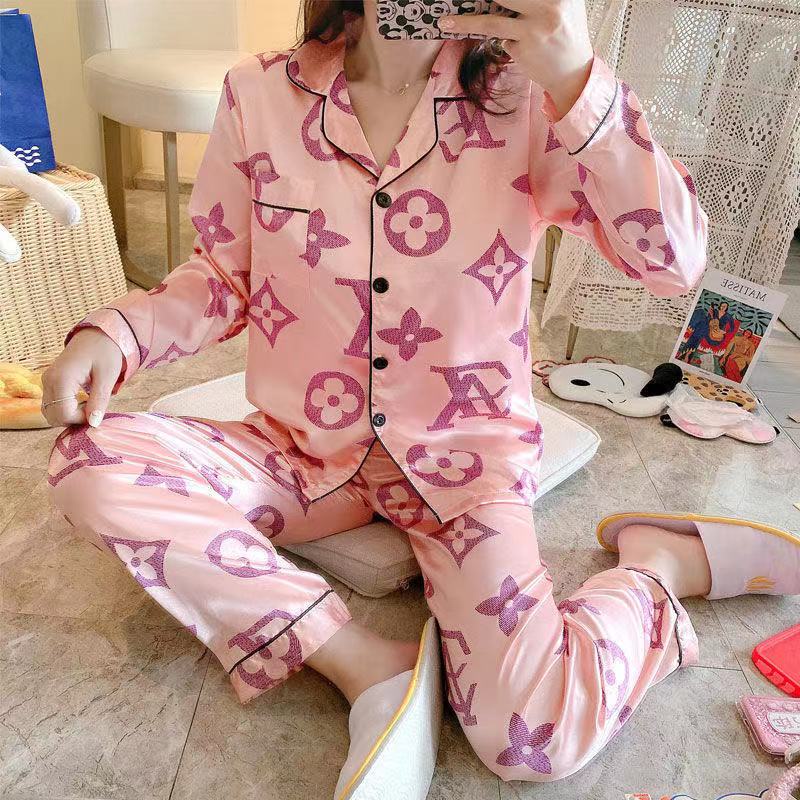Louis Vuitton Baby Pink Chic & Elegant Satin Pajama Set  Suitable For Daily & Night Use