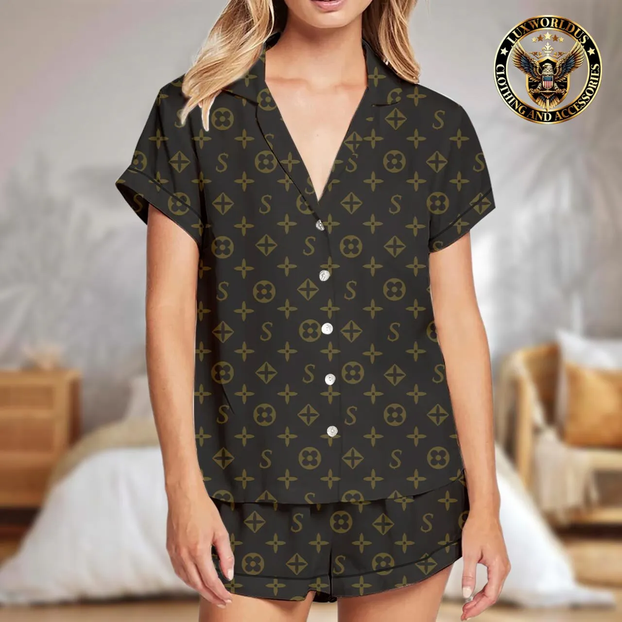 Louis Vuitton Comfortable & Trendy Satin Short Pajama Set