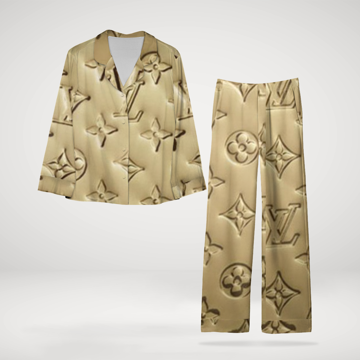 Louis Vuitton Comfortable & Chic Satin Long Sleeve Pajama Set  Perfect For All Occasions