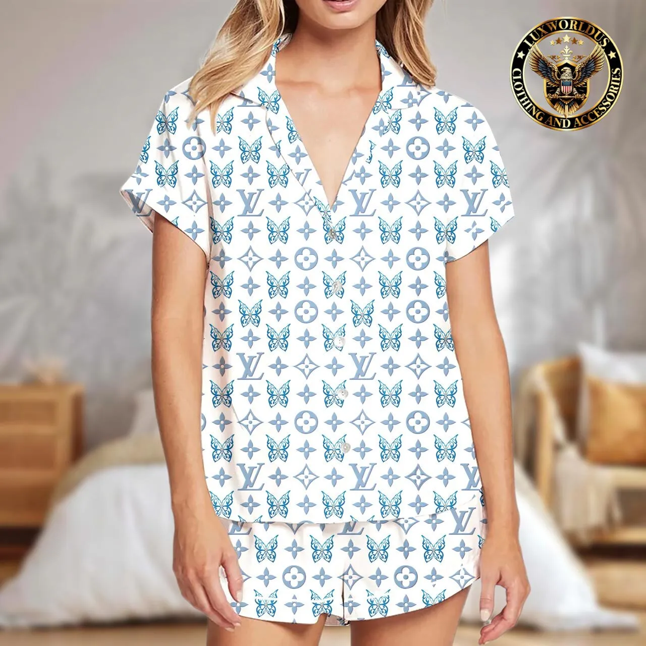 Louis Vuitton Elegant & Youthful Satin Pajama Set  Trendy & Stylish