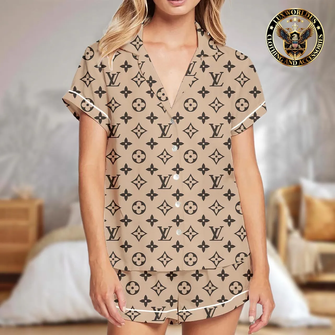 Louis Vuitton Fashionable Satin Pajama Set  High-End & Gorgeous