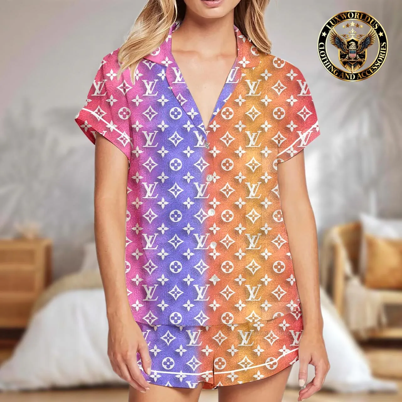 Louis Vuitton High-Quality Satin Pajama Set  Elegant & Suitable For Gifting
