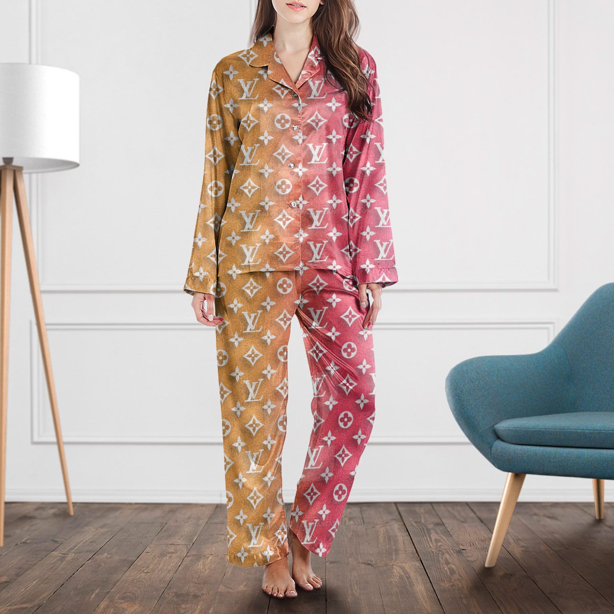 Louis Vuitton Monogram Satin Long Sleeve Pajama Set  Classic & Feminine Design