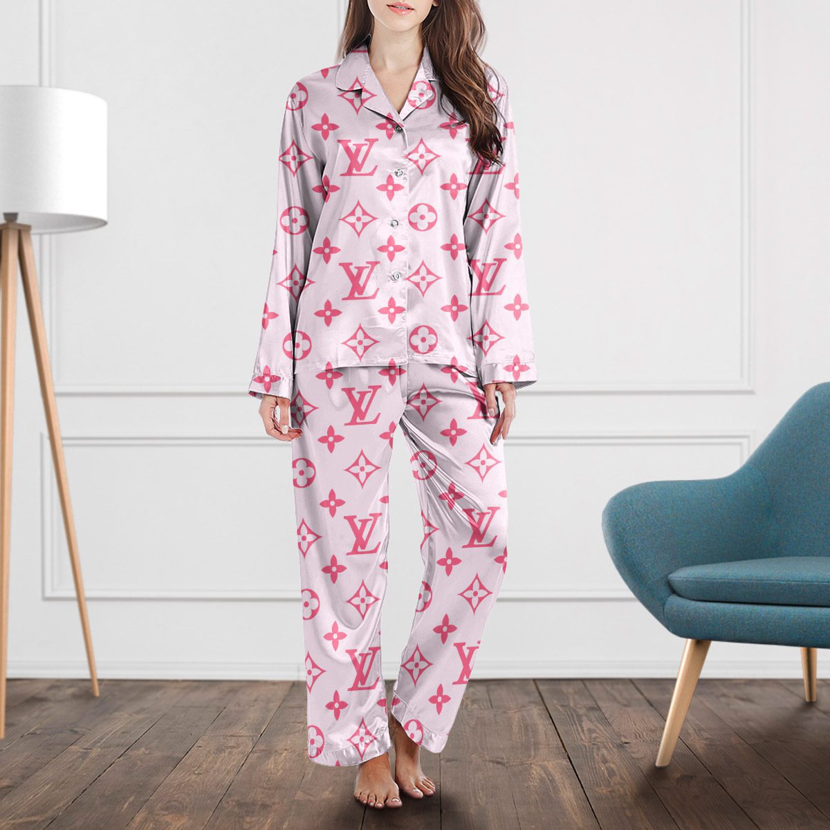 Louis Vuitton Monogram Satin Long Sleeve Pajama Set  Gentle On Skin & Easy To Wash