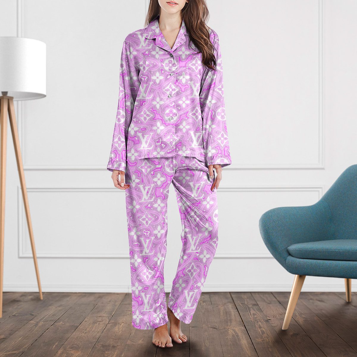 Louis Vuitton Monogram Satin Long Sleeve Pajama Set  Elegant, Comfortable & Easy To Care For
