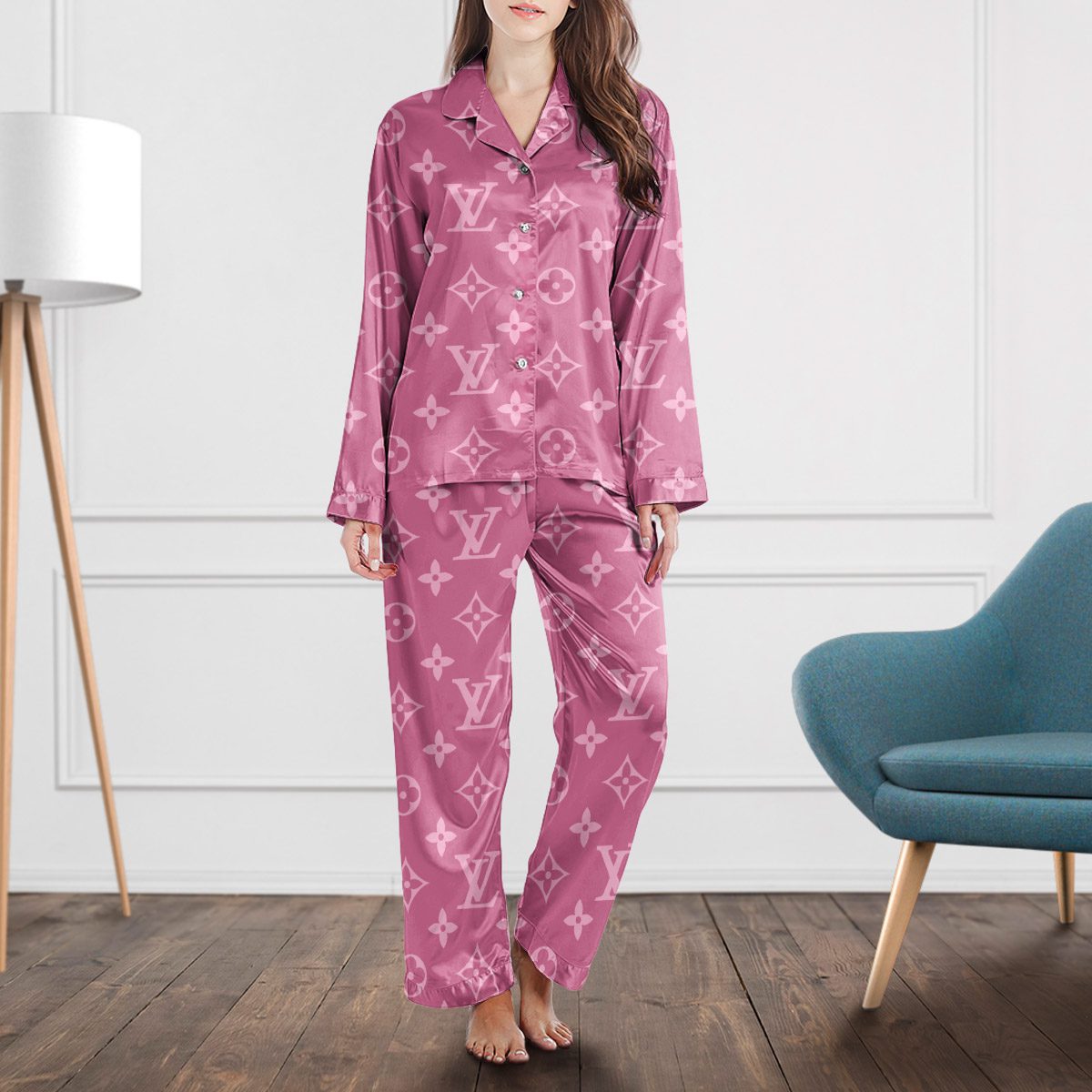Louis Vuitton Monogram Satin Long Sleeve Pajama Set  Light, Smooth & Non-Irritating Fabric