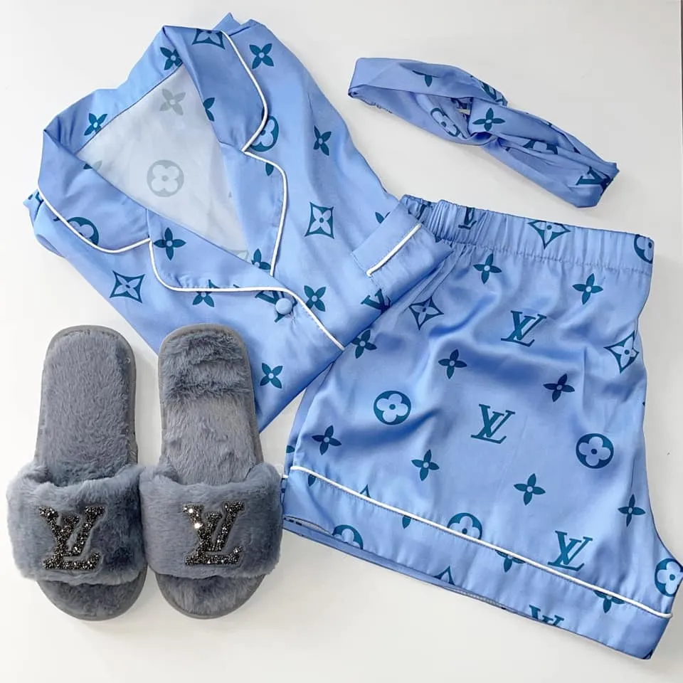 Louis Vuitton OnTheGo blue Satin Pajama Set  Perfect For Relax & Sleep