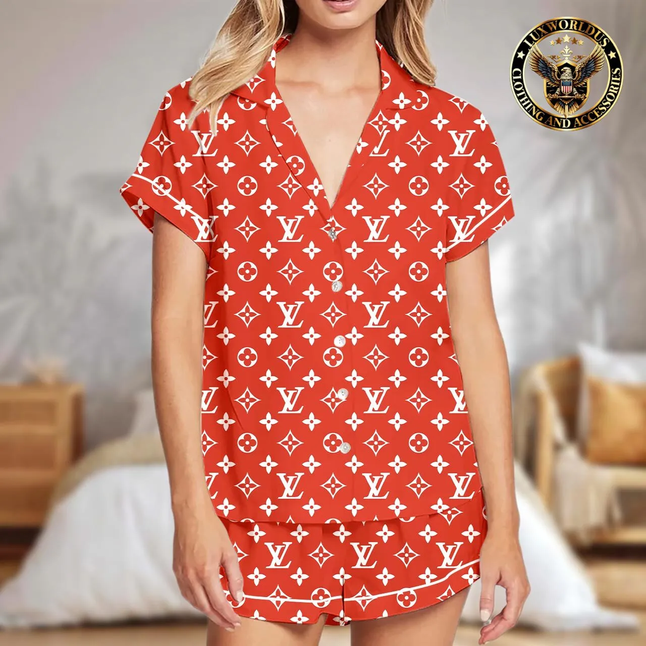 Louis Vuitton OnTheGo red Elegant & Chic Satin Pajama Set Perfect For Every Woman